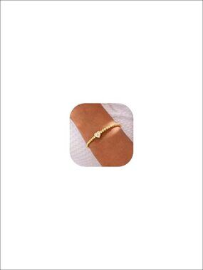 14K Gold Plated Beaded Initial Letter Charm Stretch Bracelet Heart Dainty Gift